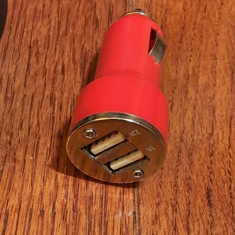 Black Car Cup Holder Ash Tray and Red USB Dual Car Charger